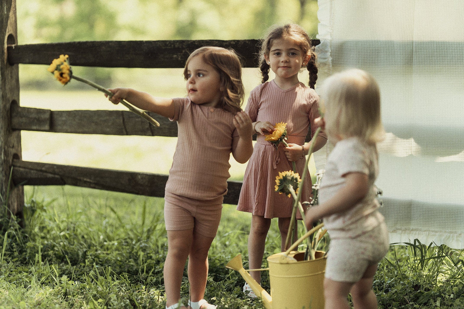 One snap Henley Short Set Wide Ribbed-Mauve