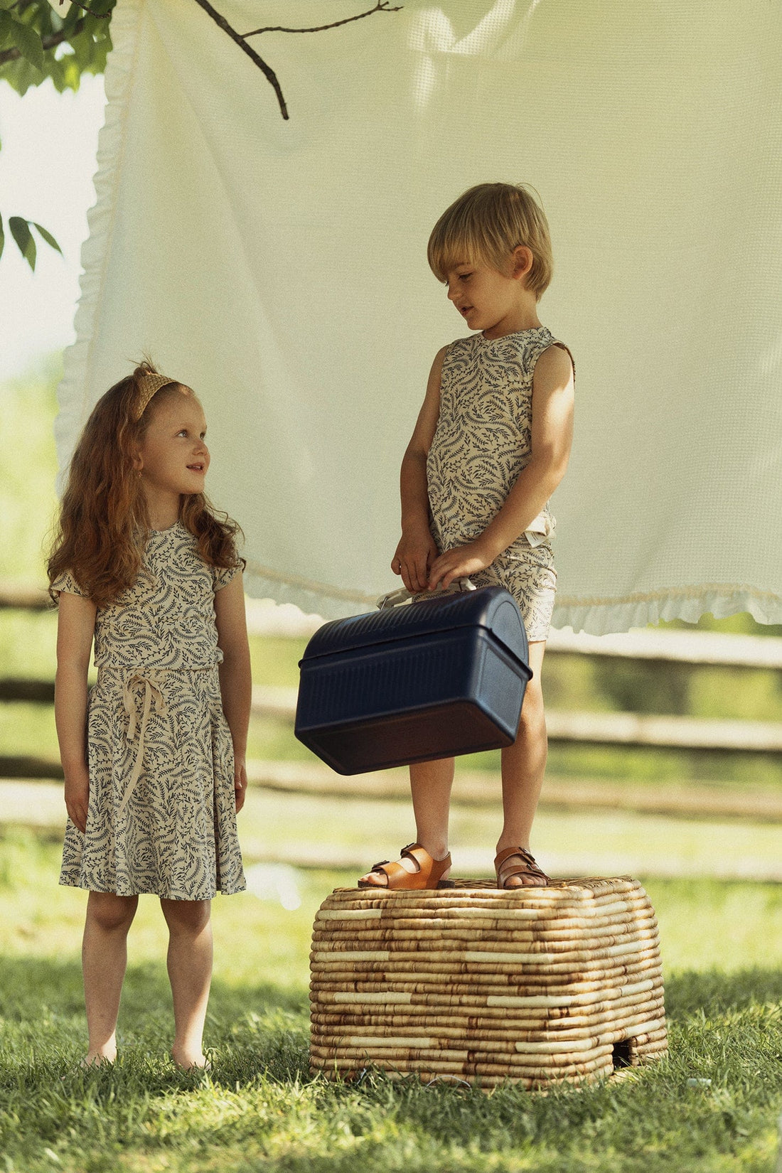 Paisley Short Sleeve Shirt &amp; Skirt-Blue