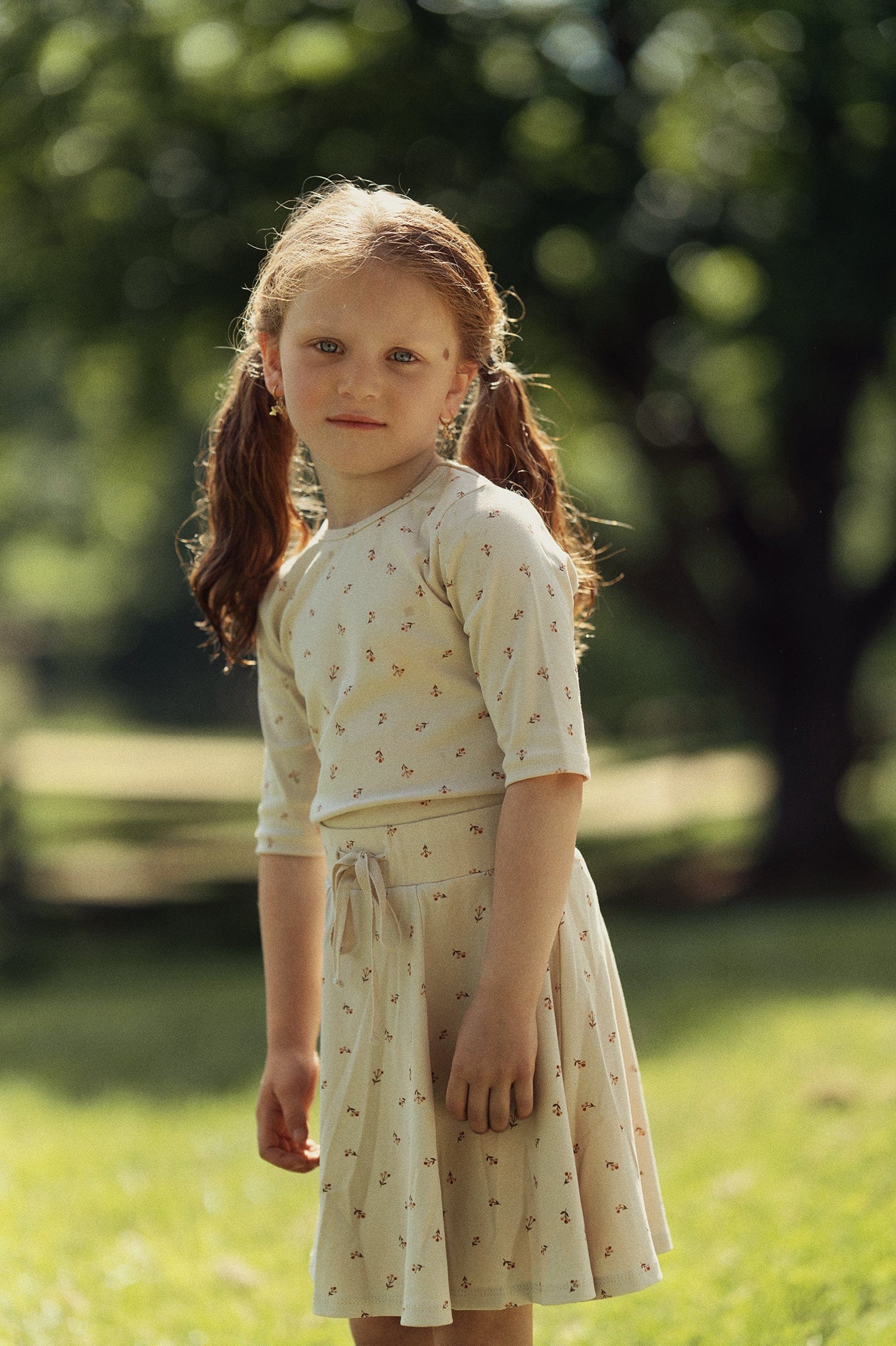 Baby Buds 3/4 Sleeve Shirt with Skirt-Red