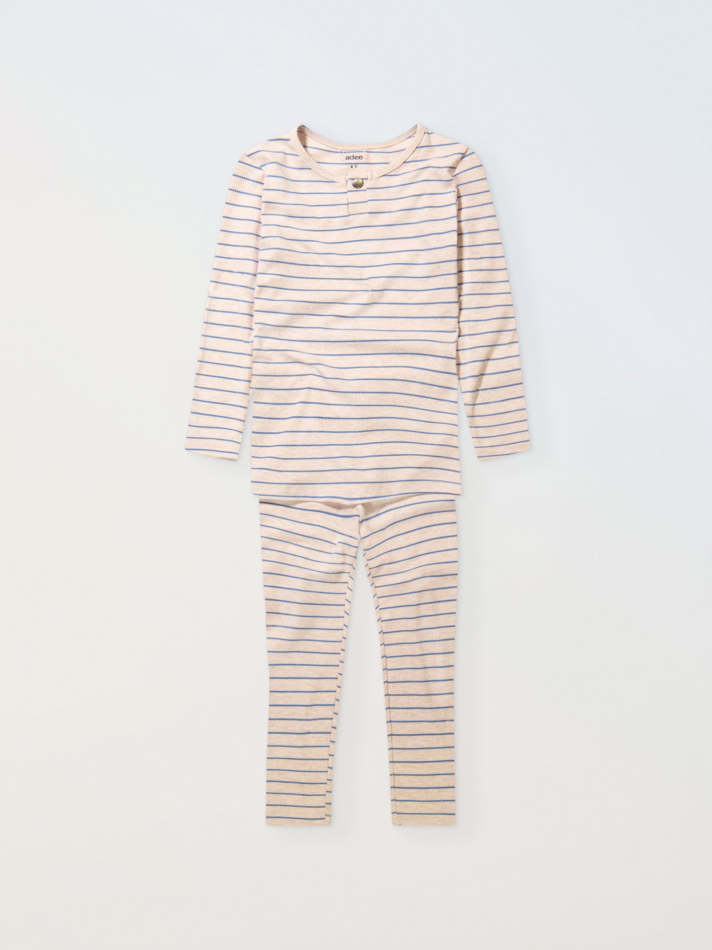 One Snap Pajama- Blue/Tan