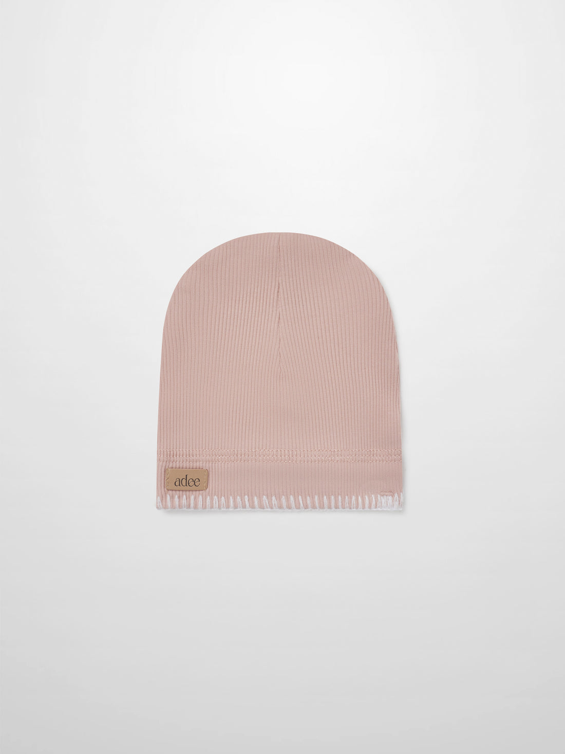 Legacy Stitch Hat by Adee, light pink ribbed knit girls beanie.