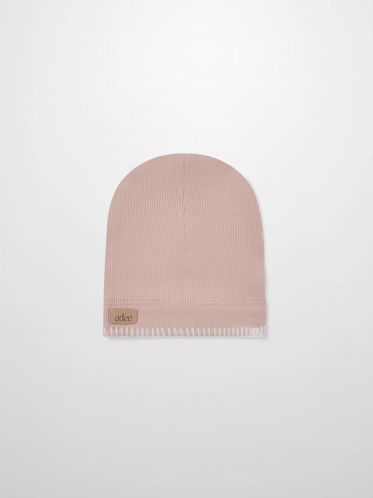 Legacy Stitch Hat by Adee, light pink ribbed knit girls beanie.