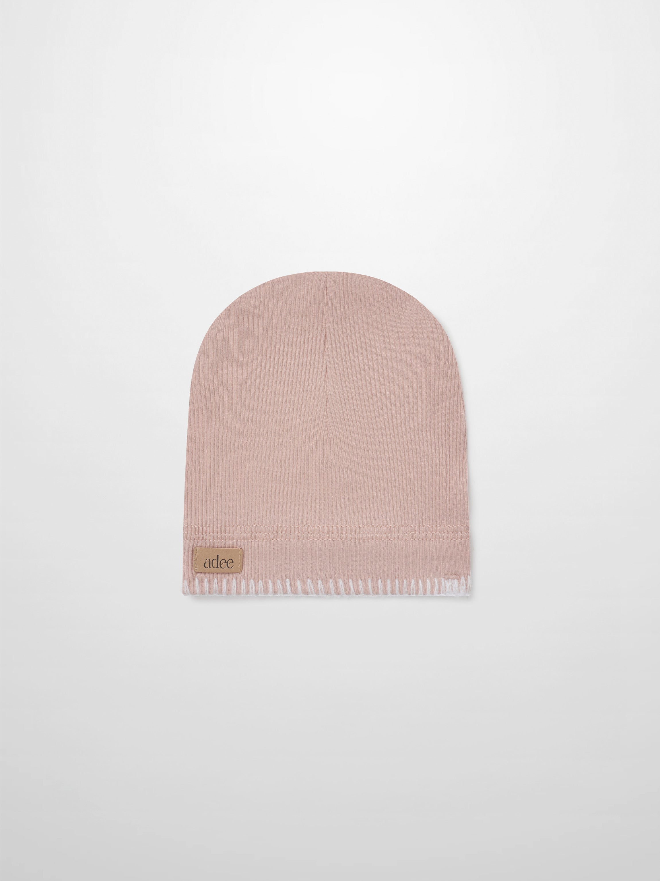 Legacy Stitch Hat by Adee, light pink ribbed knit girls beanie.