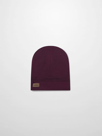 Embroidered Bear Hat burgundy for girls, Adee brand with leather patch
