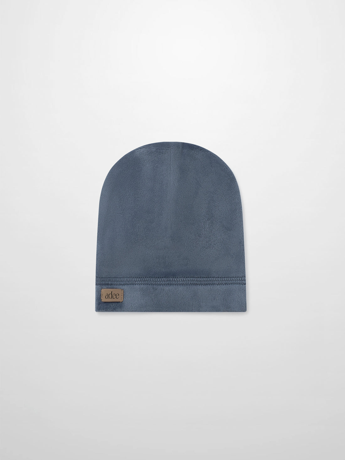 Velour hat for boys in slate blue by Adee with brand patch