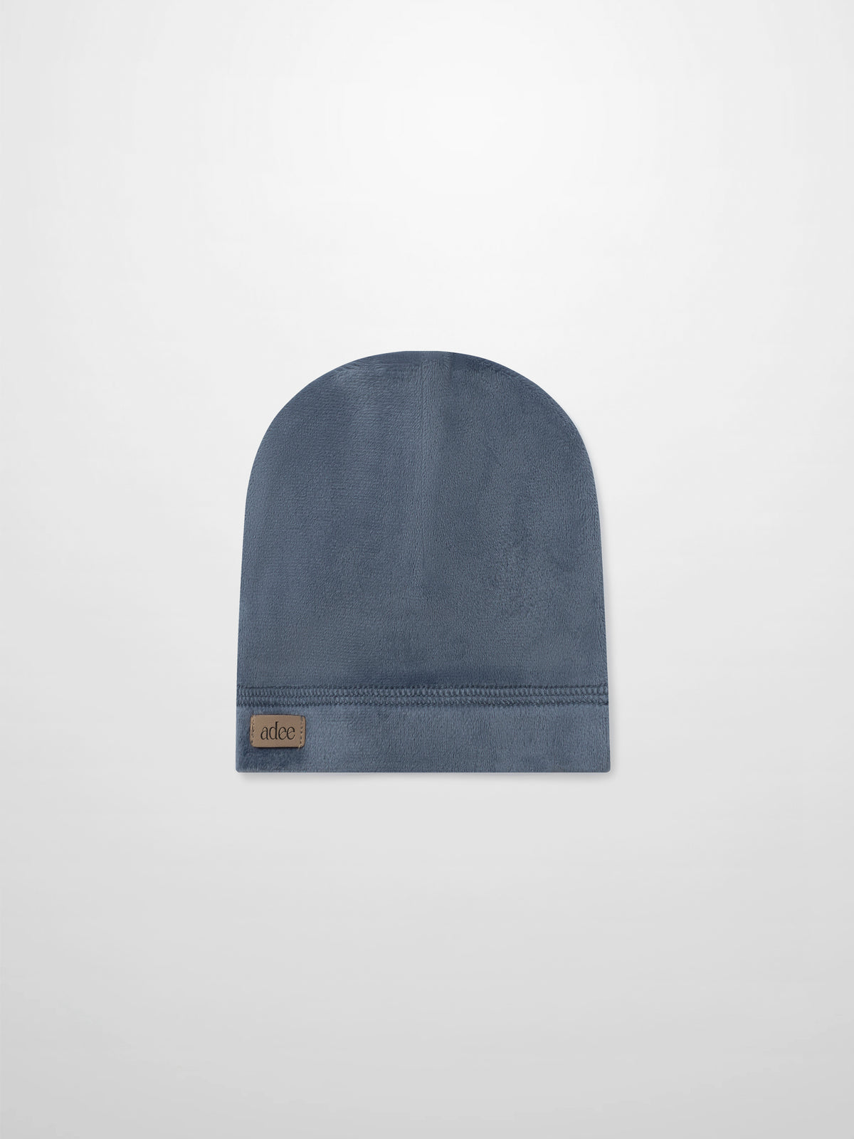 Velour hat for boys in slate blue by Adee with brand patch
