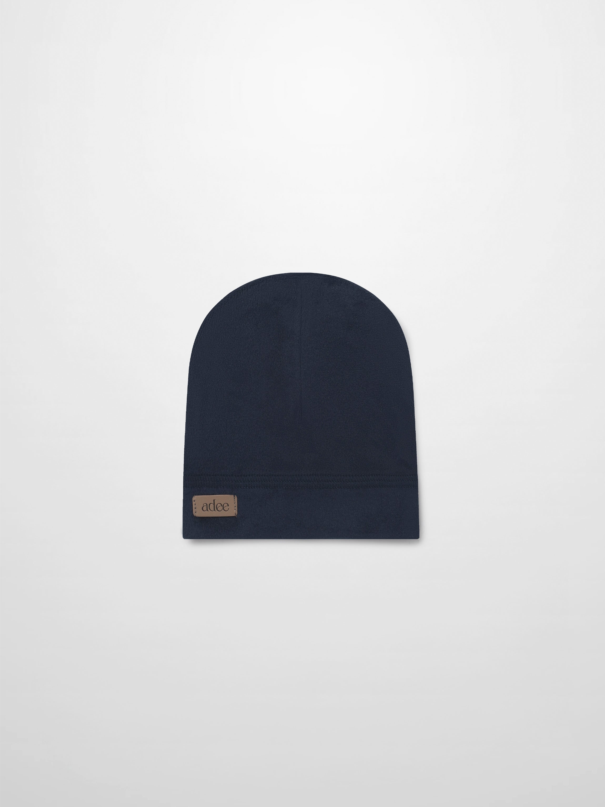 Embroidered Bear Hat by Adee, navy blue boys hat with tan patch label adee