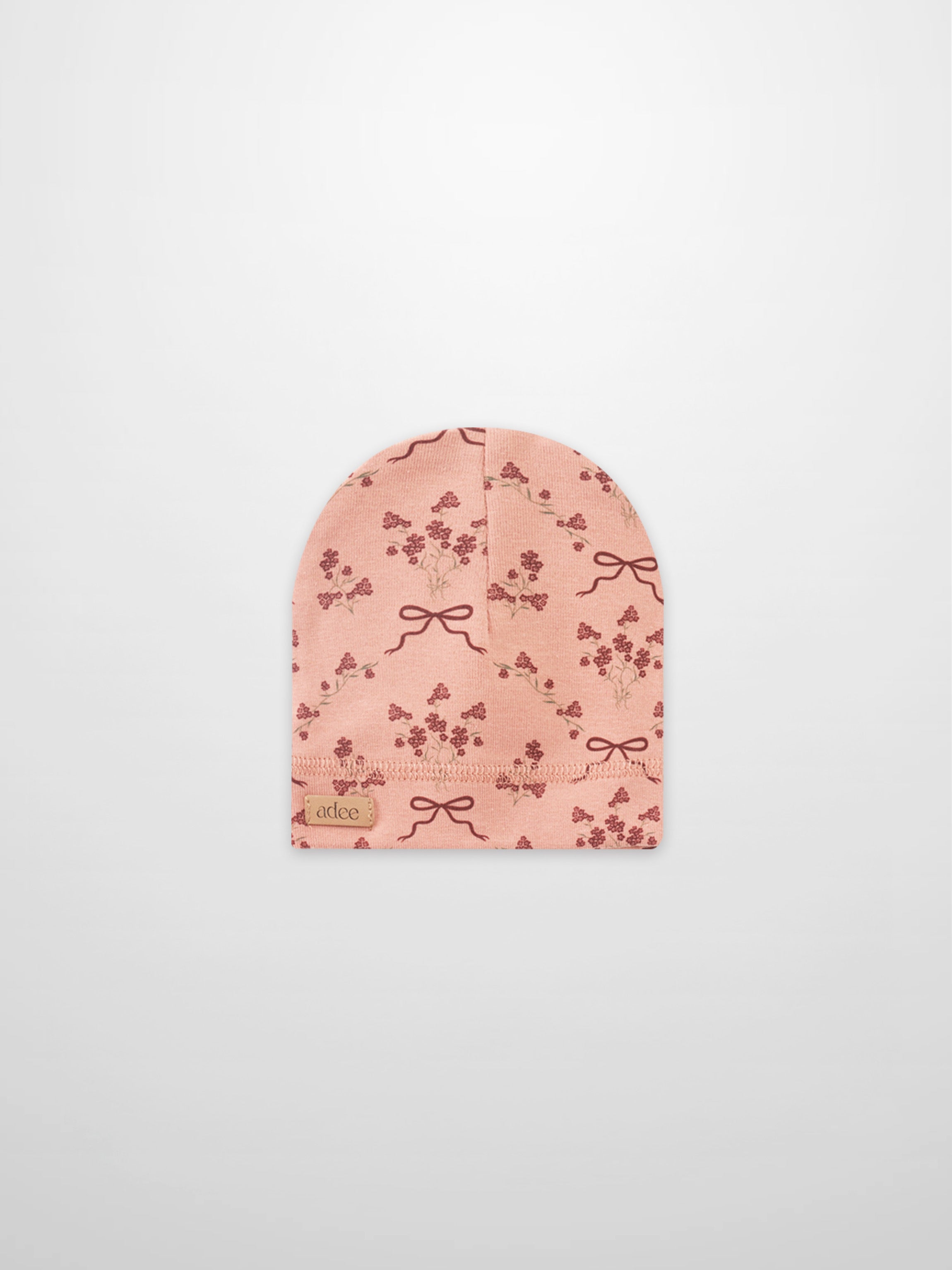 Bow Bouquet Hat for girls in pink with bow motifs and tiny floral print by Adee