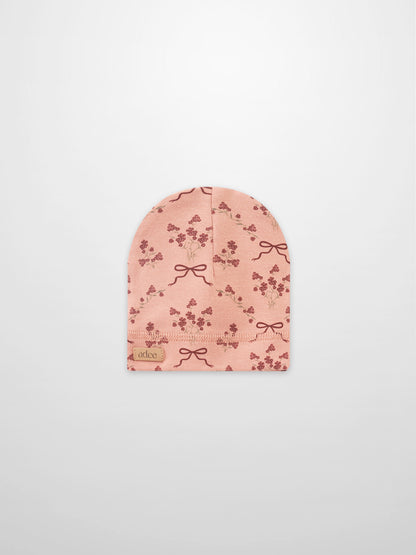 Bow Bouquet Hat for girls in pink with bow motifs and tiny floral print by Adee