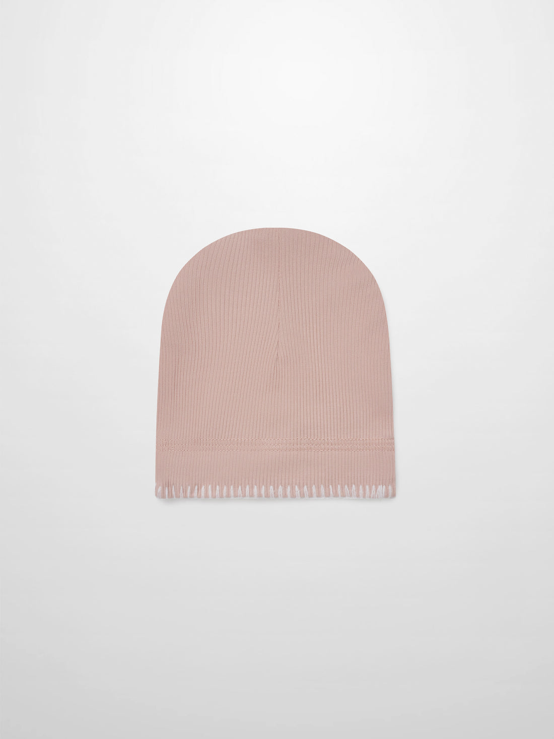 Legacy Stitch Hat by Adee, light pink ribbed knit girls beanie with fringed hem