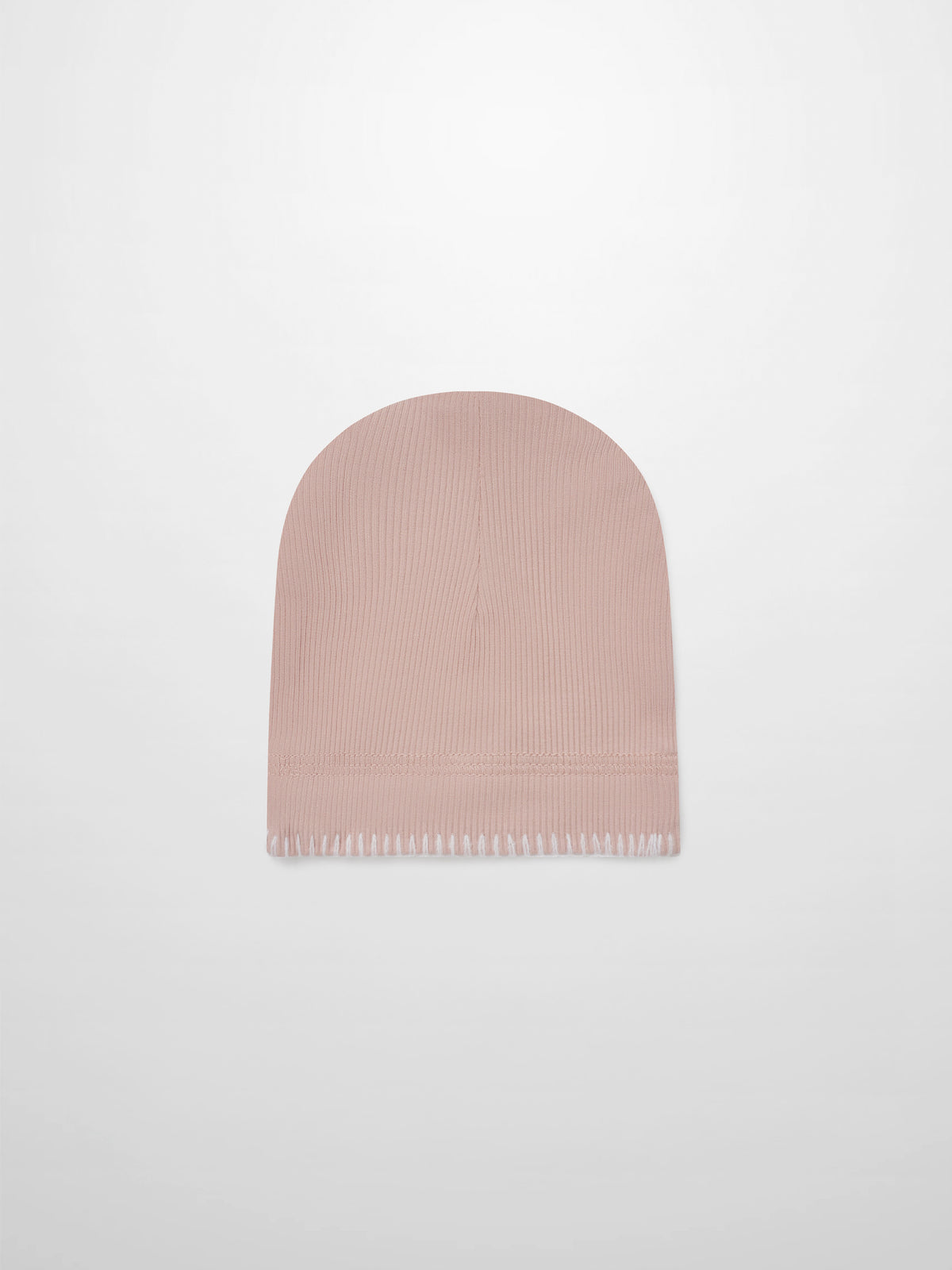 Legacy Stitch Hat by Adee, light pink ribbed knit girls beanie with fringed hem