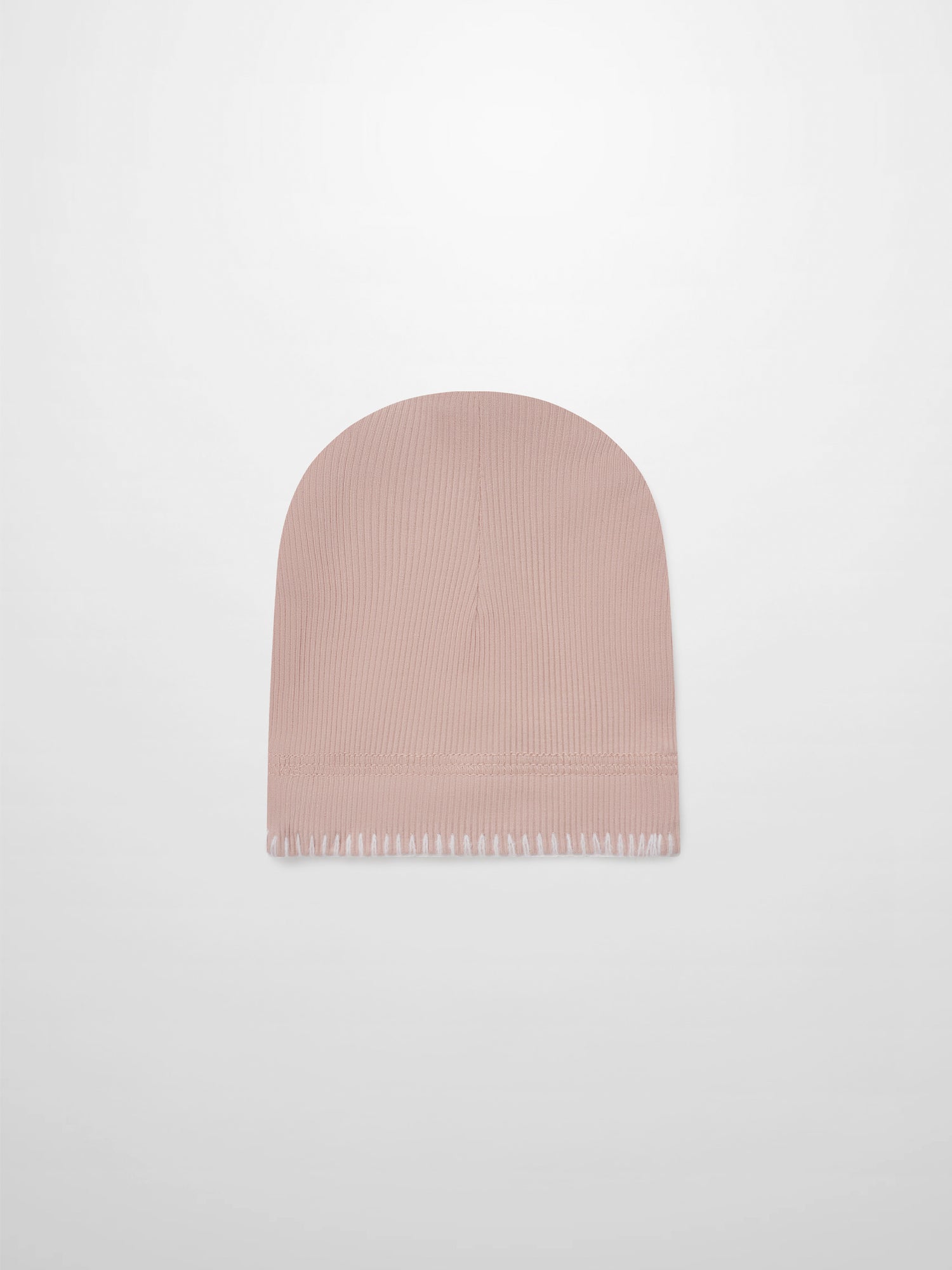 Legacy Stitch Hat by Adee, light pink ribbed knit girls beanie with fringed hem