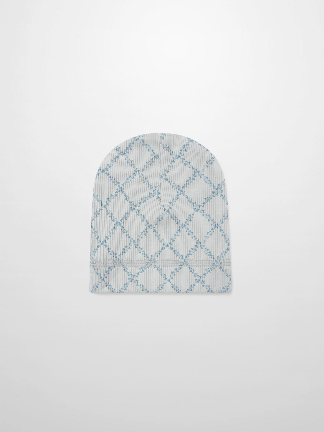 Blue Leaf Hat for boys by Adee; gray knit with blue lattice pattern