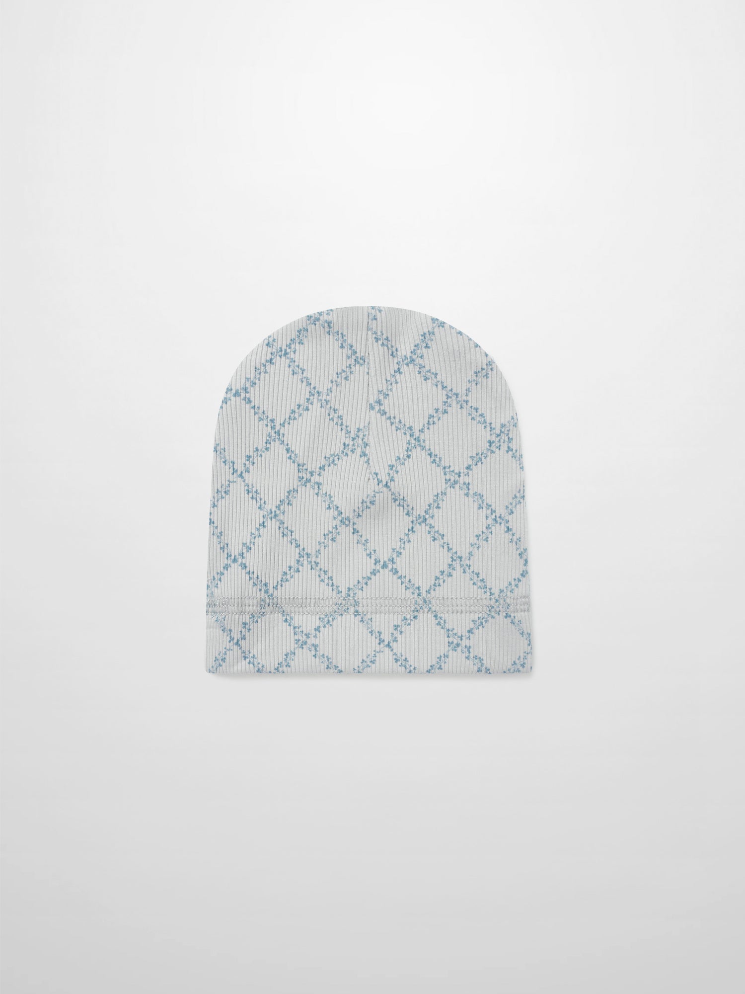 Blue Leaf Hat for boys by Adee; gray knit with blue lattice pattern