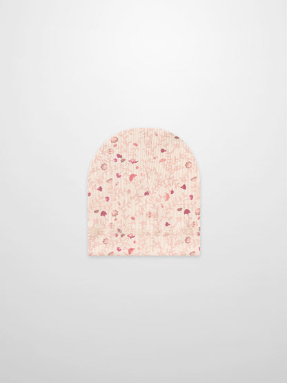 Garden Sprinkles Hat for girls by Adee, pink floral knit beanie