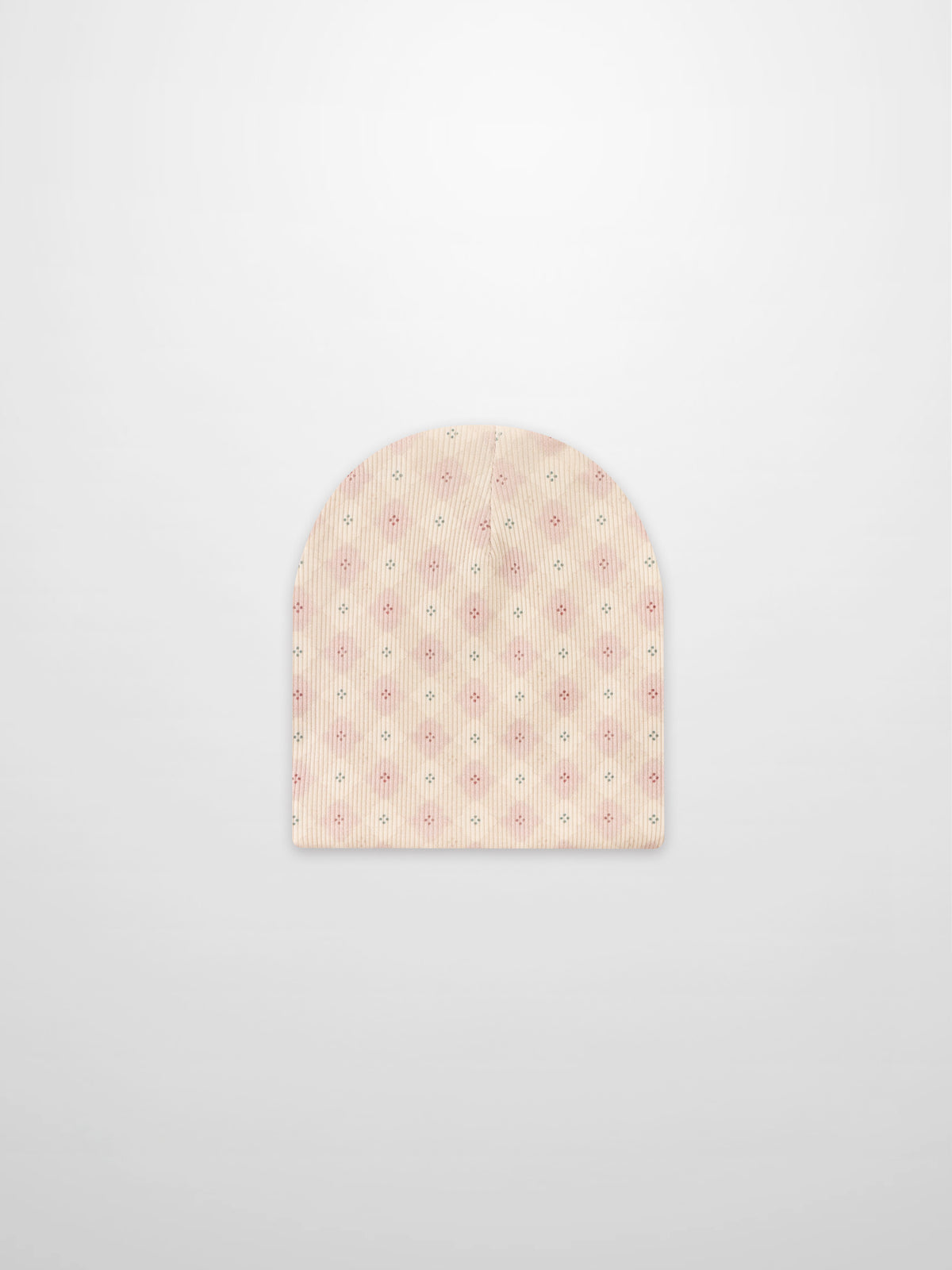 Little Button Beanie Pink by Adee, girls knit hat with small floral pattern
