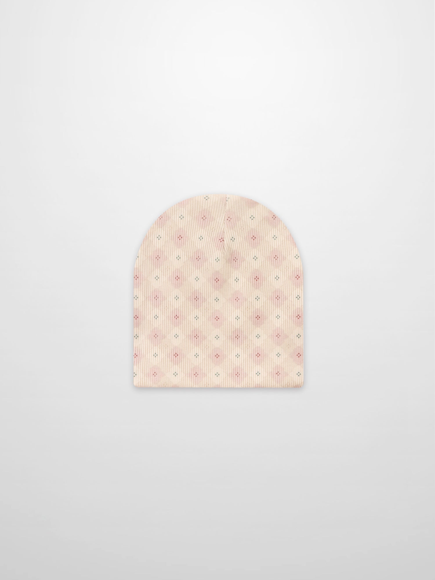Little Button Beanie Pink by Adee, girls knit hat with small floral pattern