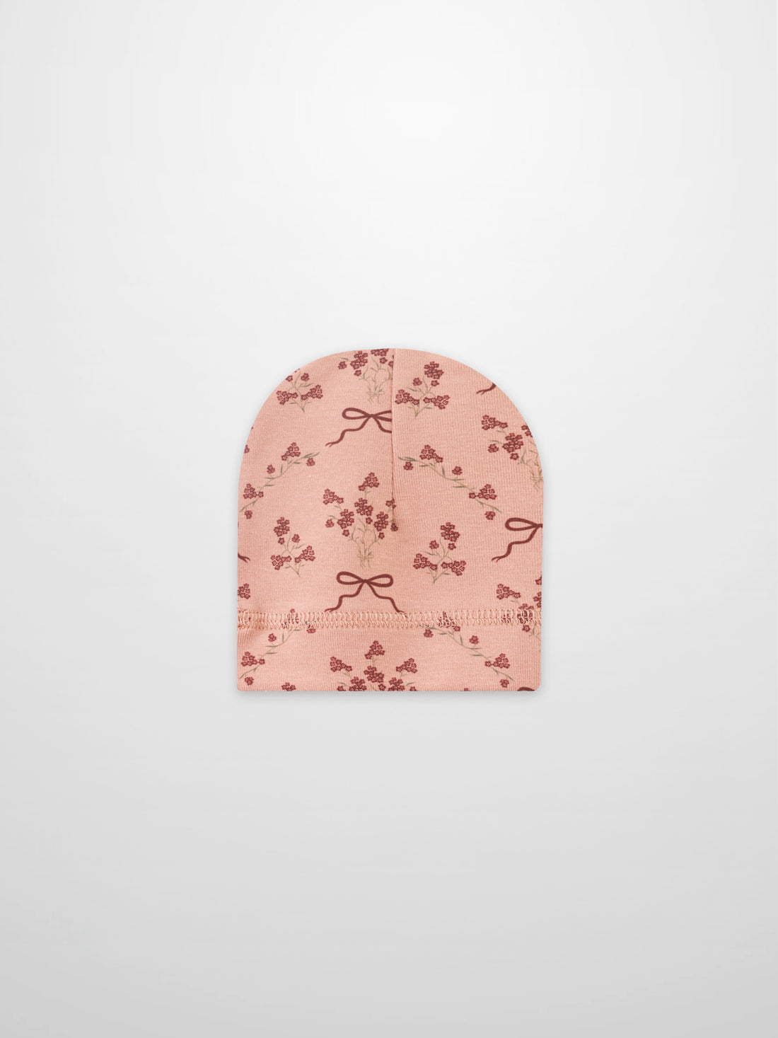 Bow Bouquet Hat for girls, pink fabric with red floral pattern and bow details