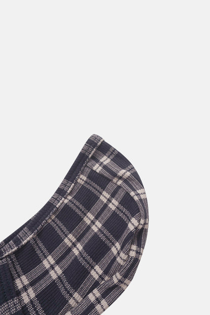 Navy plaid bonnet for boys by Adee, a navy check-pattern headwear accessory