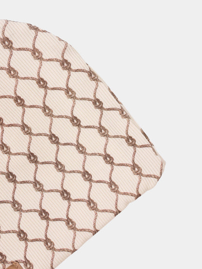Brown Chain Beanie for boys by Adee; beige knit with brown chain pattern