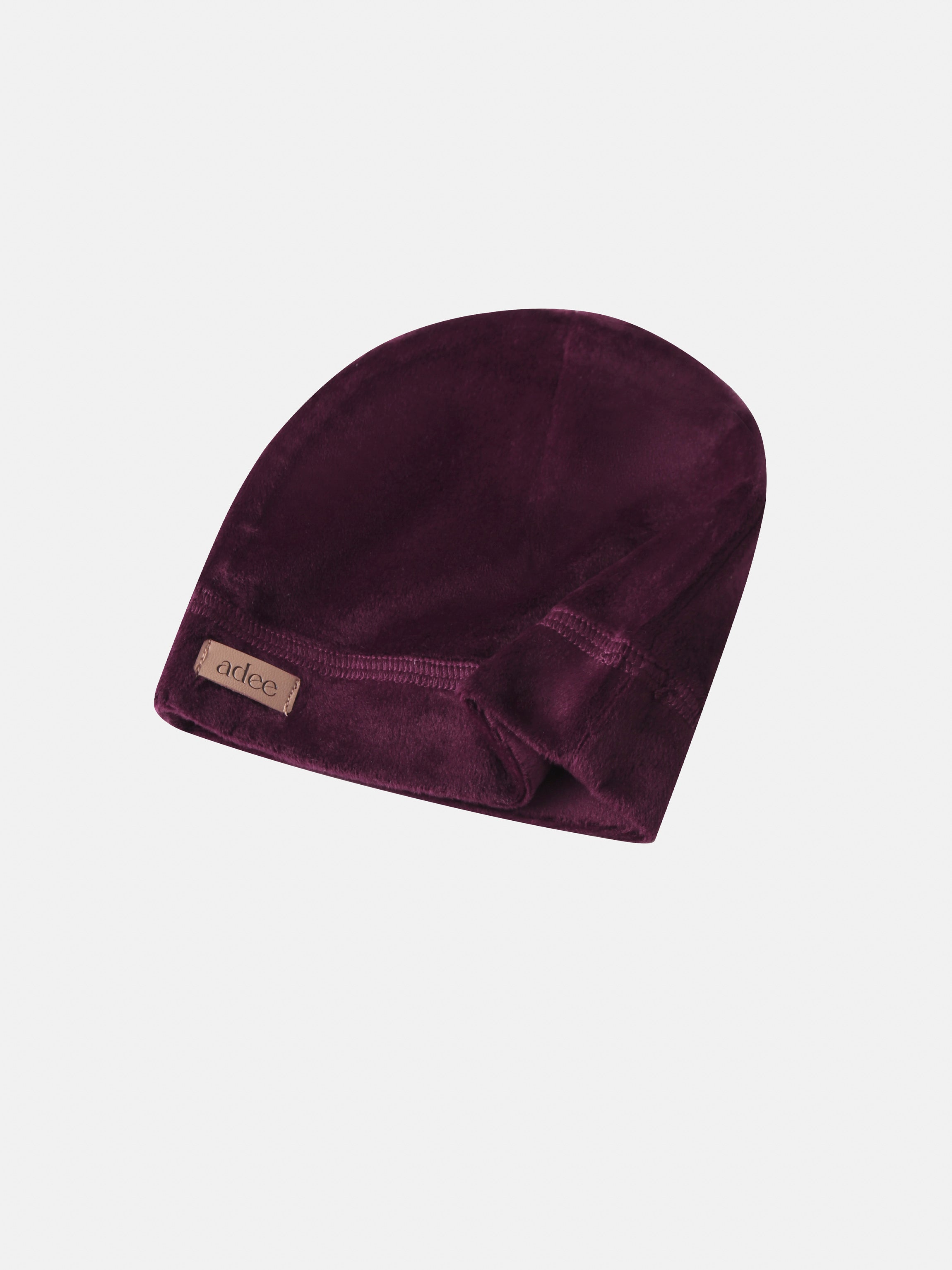 Embroidered Bear Hat Burgundy velvet with Adee label