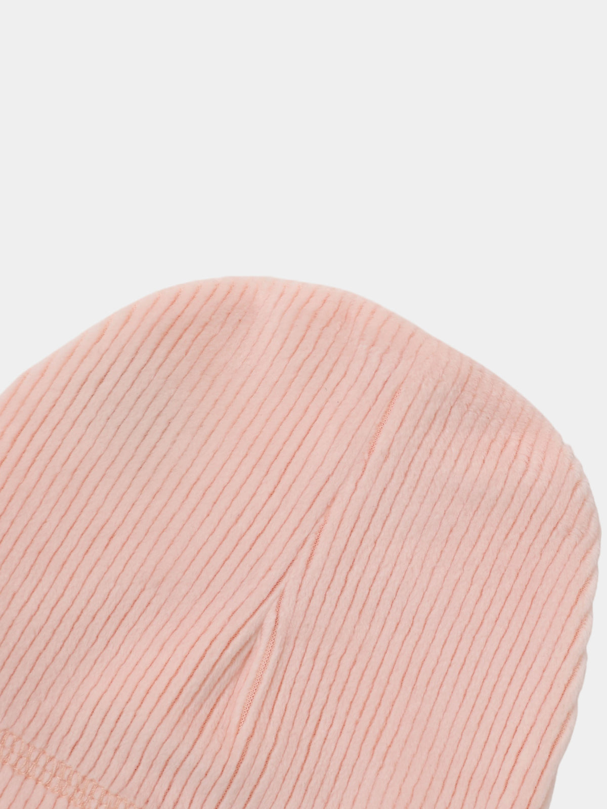 Embroidered Cherry Hat for girls in soft pink ribbed knit fabric