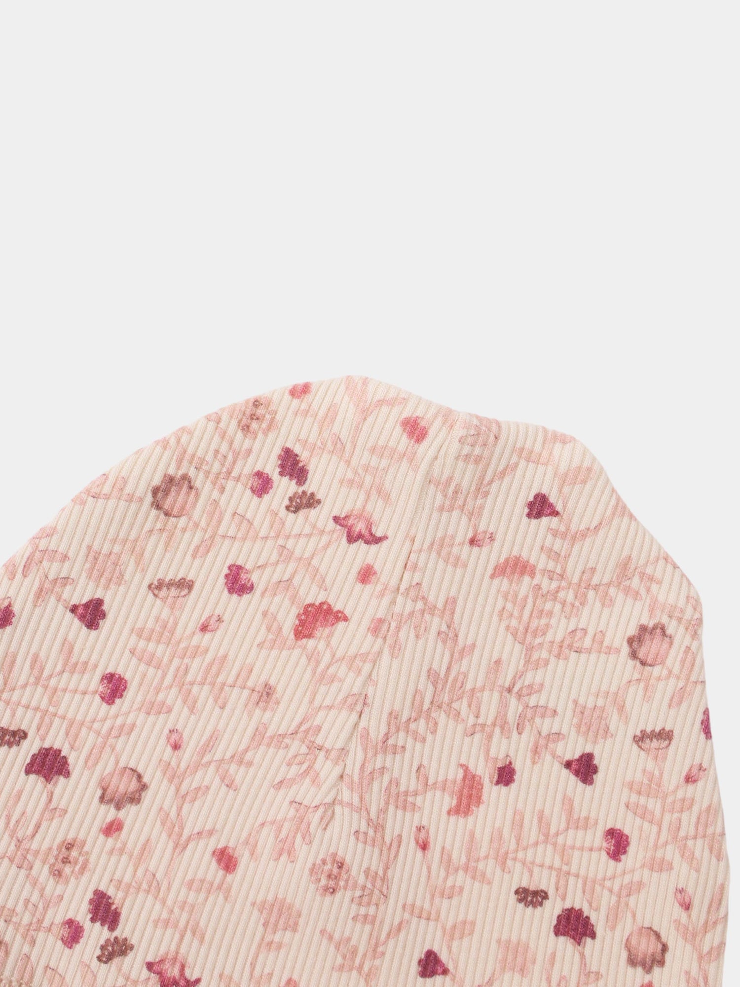 Garden Sprinkles Hat by Adee, pink floral ribbed fabric girls hat