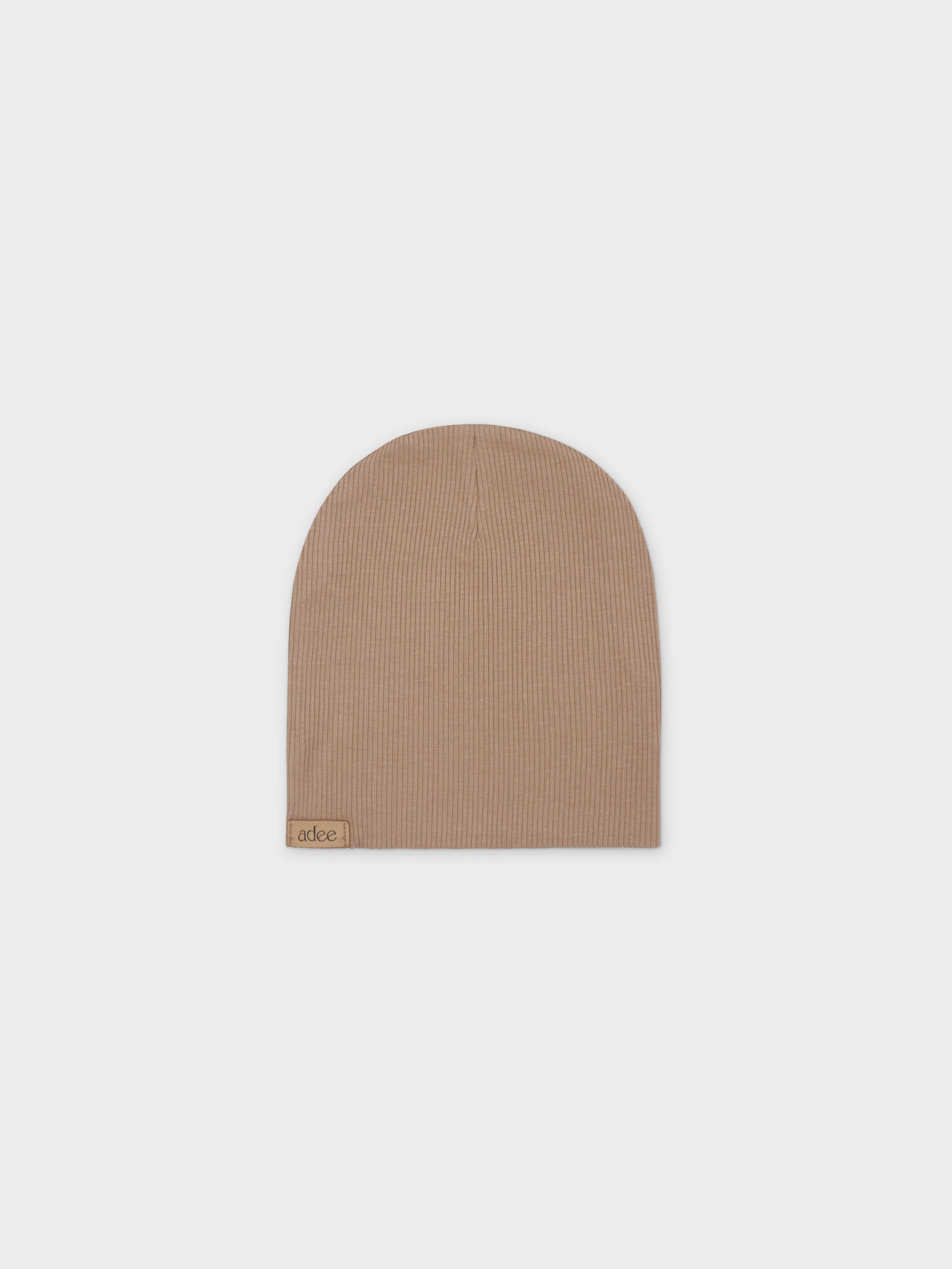 Thin Ribbed Beanie-Beige