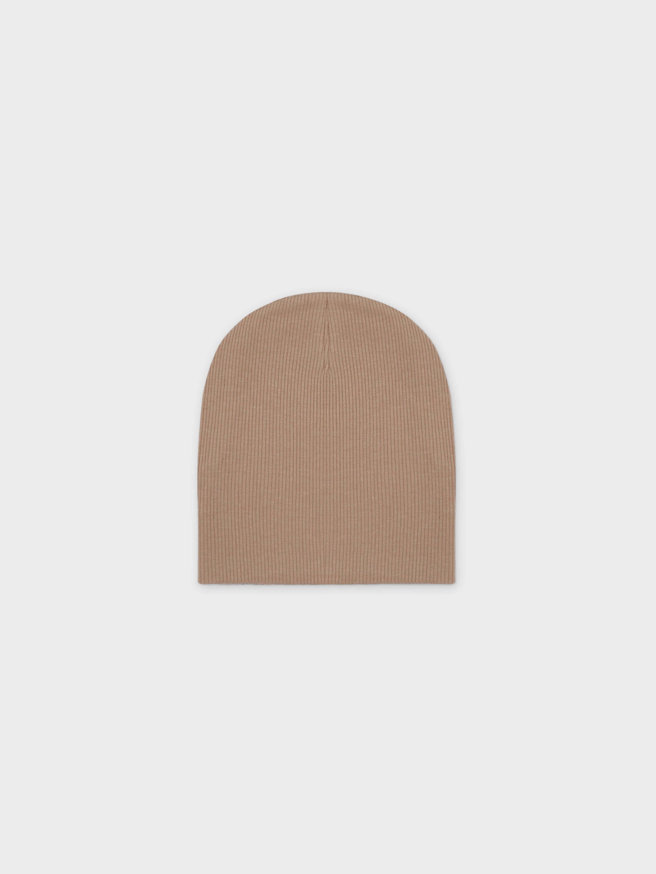 Thin Ribbed Beanie-Beige