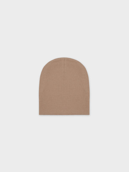 Thin Ribbed Beanie-Beige