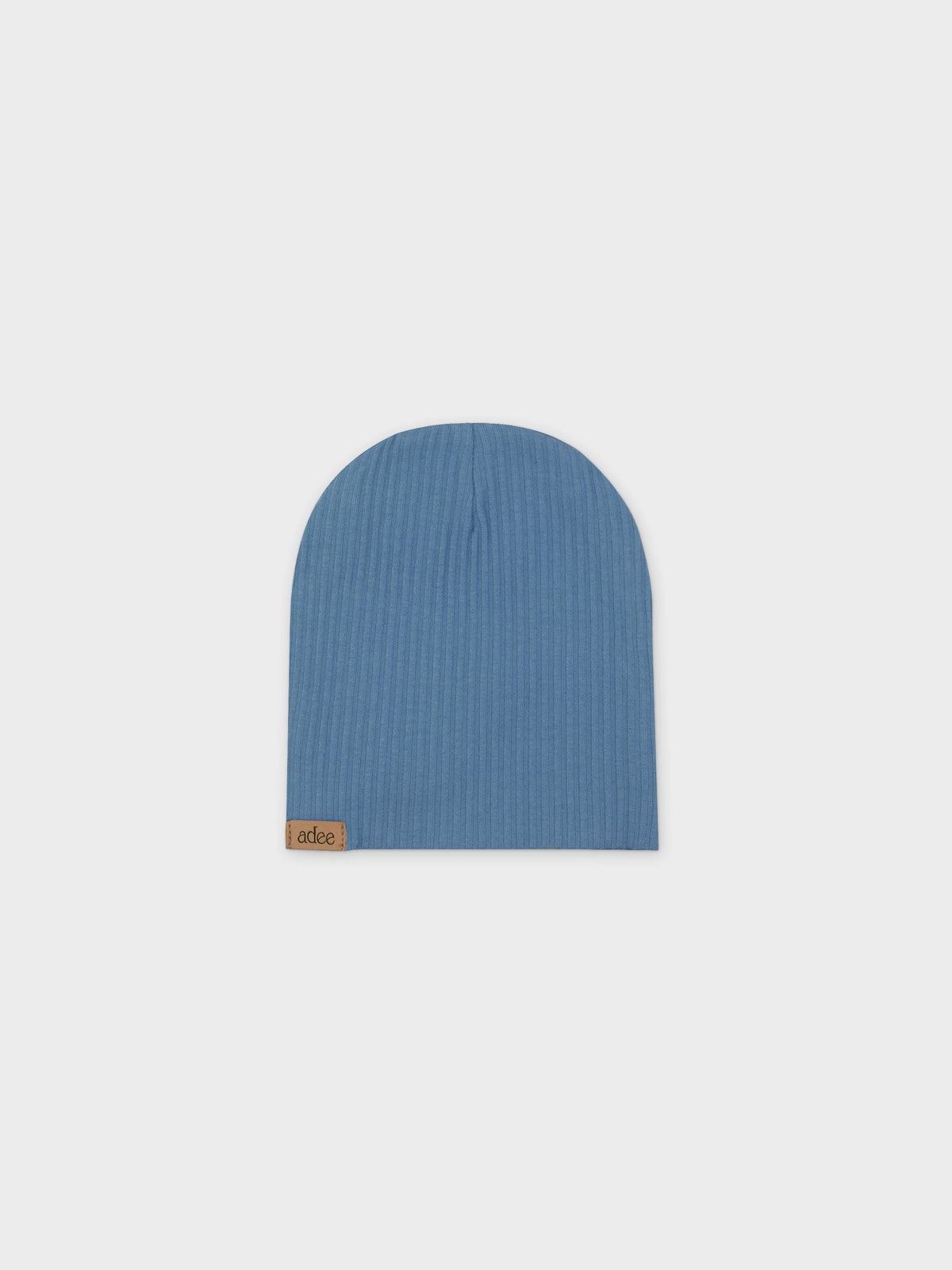 Thin Ribbed Beanie-Blue for babies and toddlers, soft, lightweight hat for cooler weather.