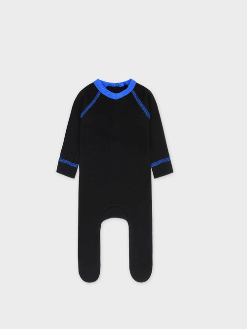 Baby jumpsuit in black blue accents
