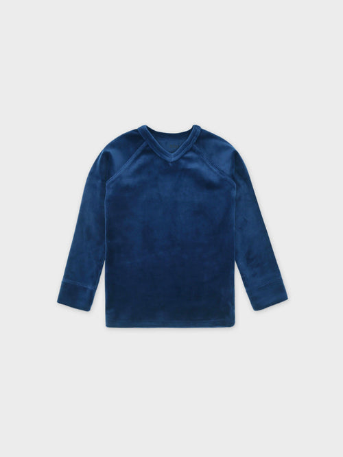 Soft blue velour pajamas for kids
