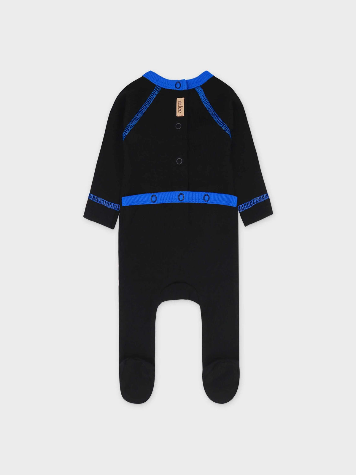 Blue V-neck baby jumpsuit back
