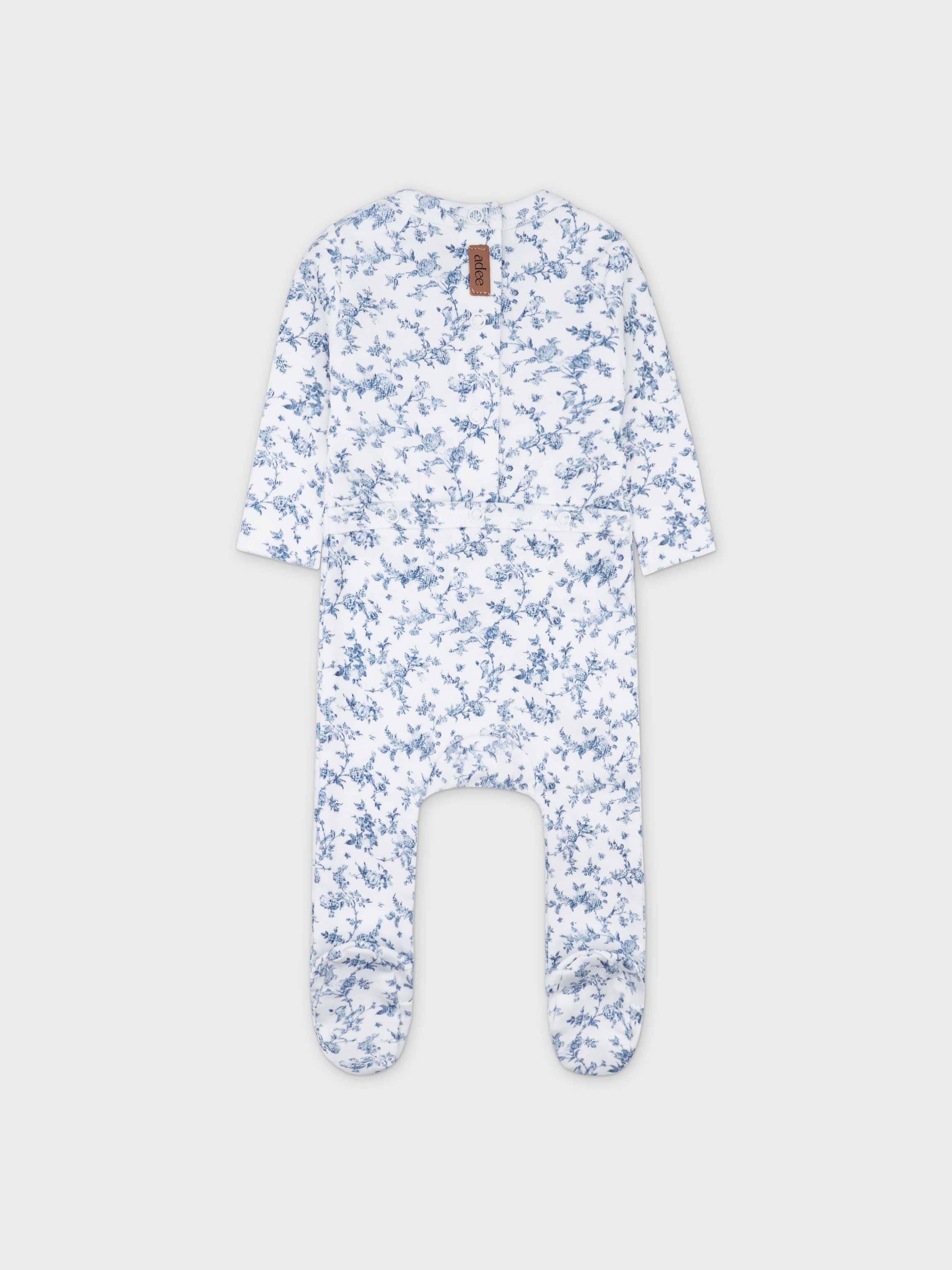 Bushy Flower Stretchy, Bonnet &amp; Bib-Blue