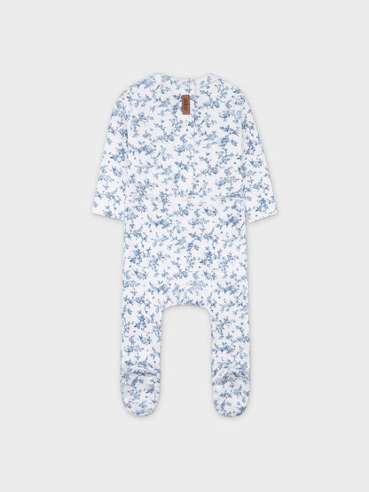 Bushy Flower Stretchy, Bonnet &amp; Bib-Blue