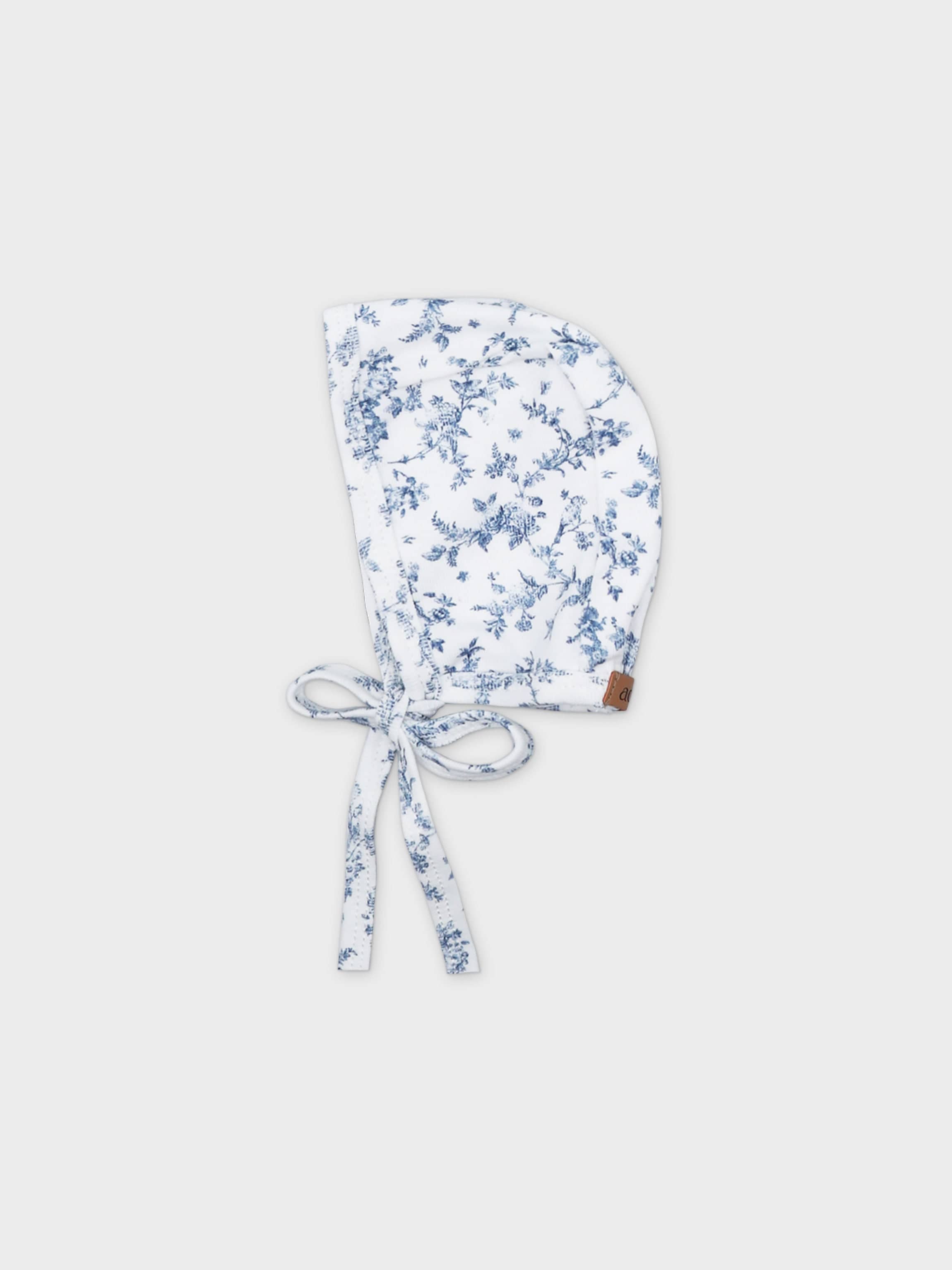 Bushy Flower Stretchy, Bonnet &amp; Bib-Blue