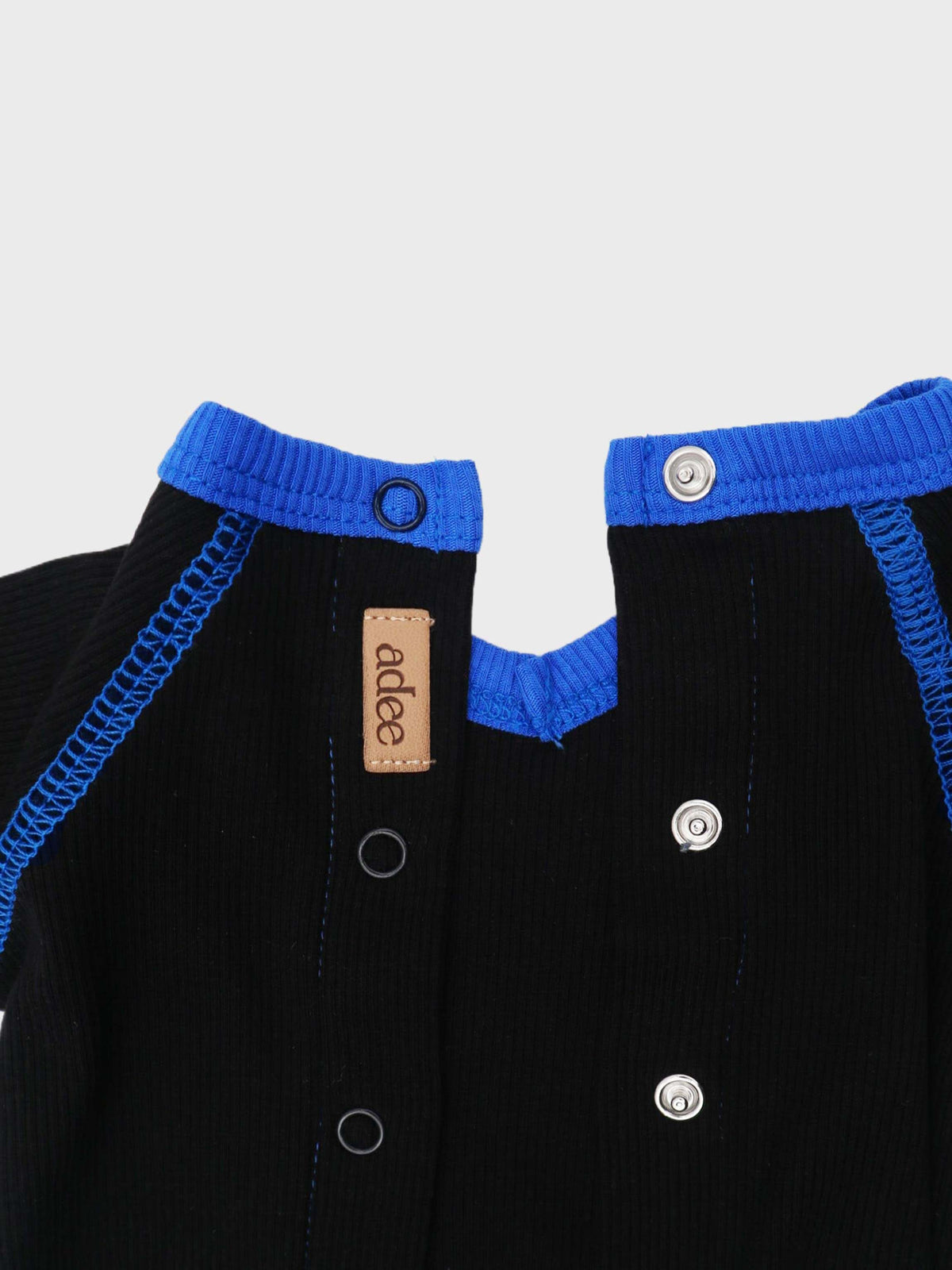V-neck stretchy baby jumpsuit blue