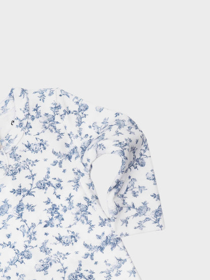 Bushy Flower Stretchy, Bonnet &amp; Bib-Blue