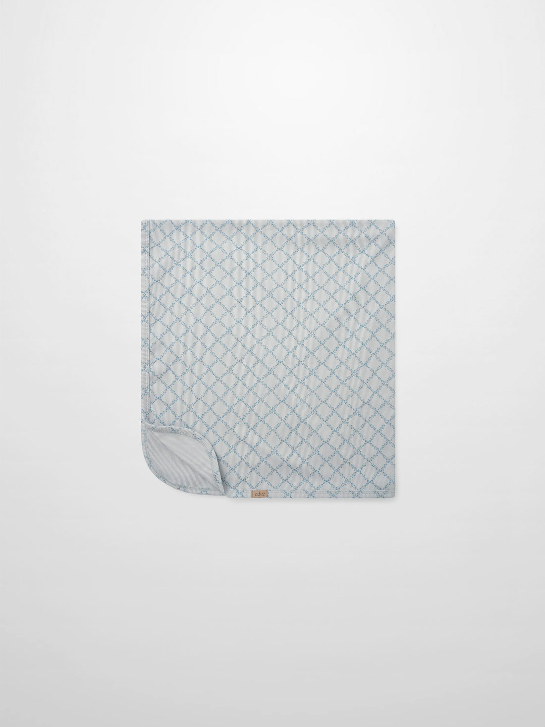 Blue Leaf Blanket by Adee; boys swaddle blanket in light blue geometric lattice pattern.
