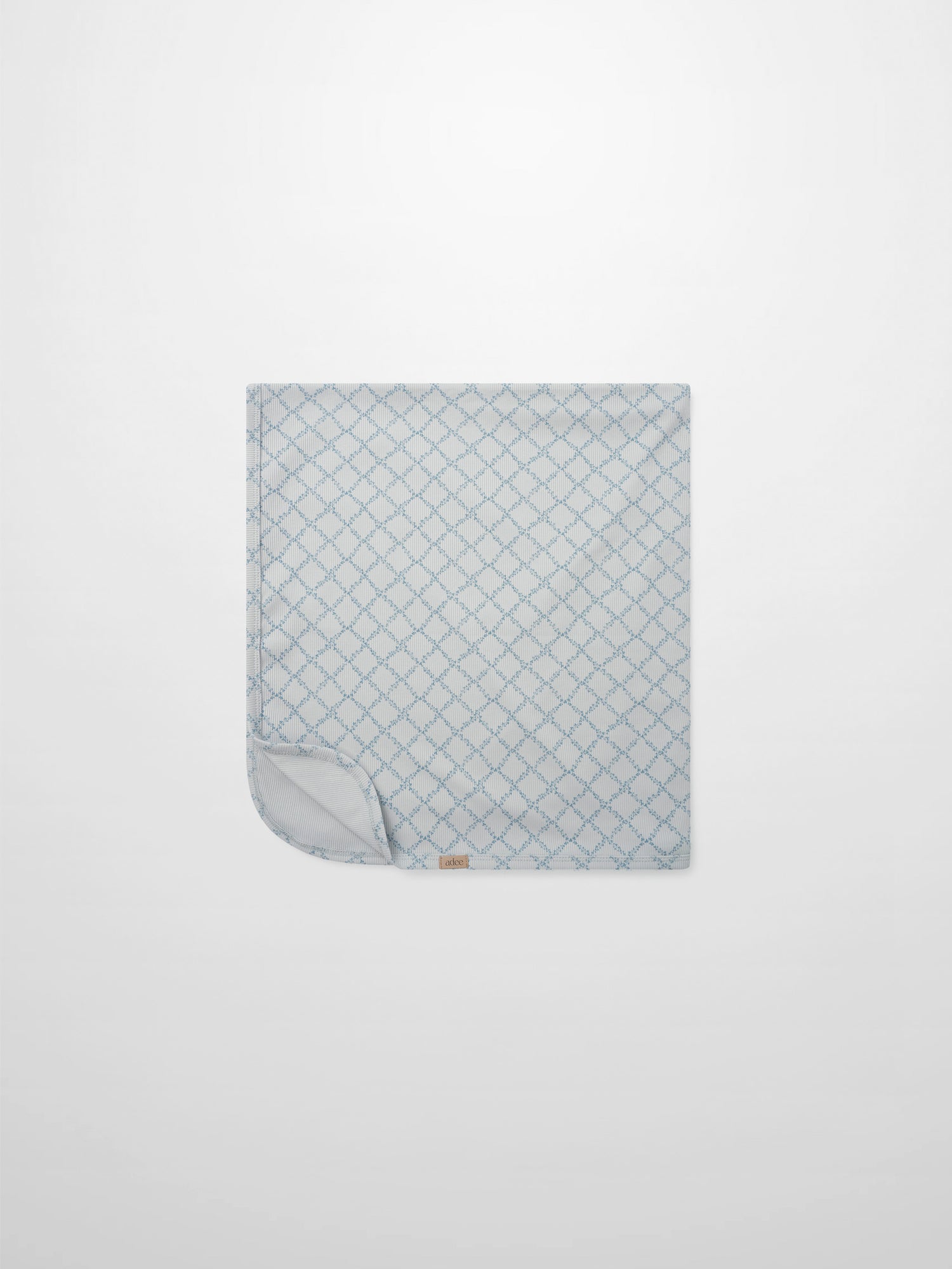 Blue Leaf Blanket by Adee; boys swaddle blanket in light blue geometric lattice pattern.
