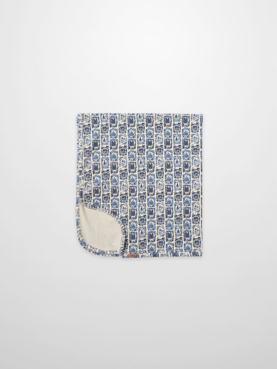 Blue Landmark Blanket, Adee boys swaddle blanket with blue repeating motif