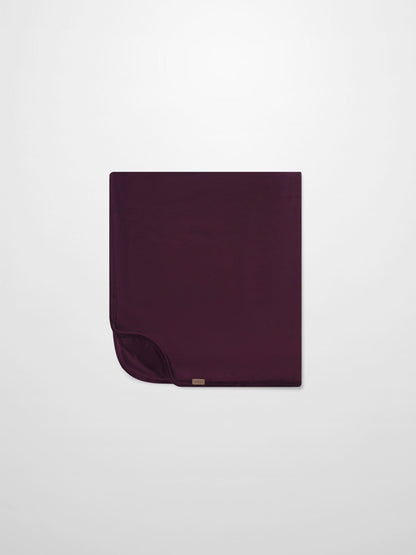 Embroidered Bear Blanket in burgundy by Adee, girls swaddle blanket.