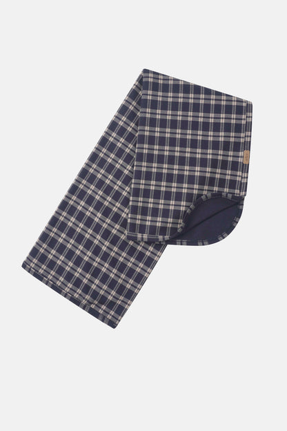 Boys swaddle blanket, navy plaid pattern, Adee brand