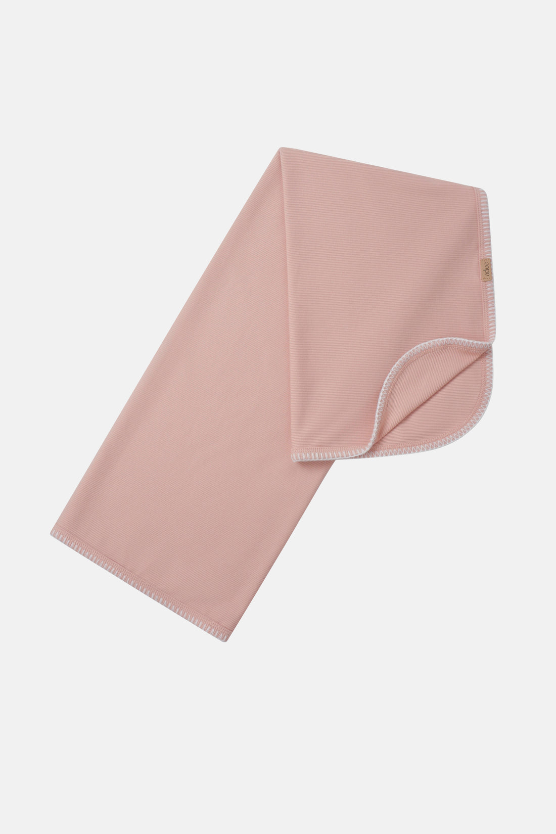 Legacy Stitch Blanket - Light Pink swaddle blanket for girls by Adee, pink ribbed fabric with white edge stitching.