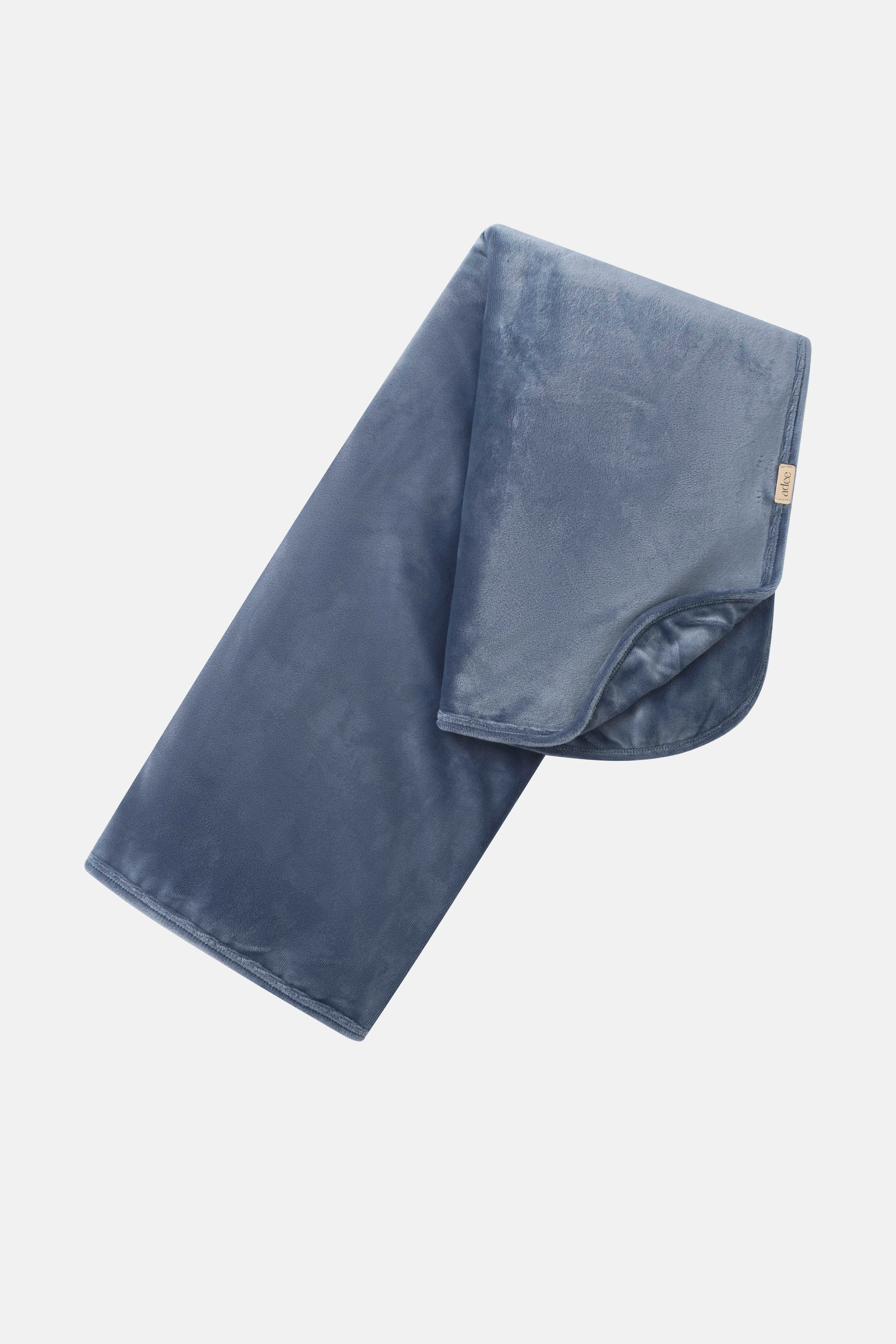Velour blanket slate blue for boys, Adee swaddle blanket with soft velour fabric.