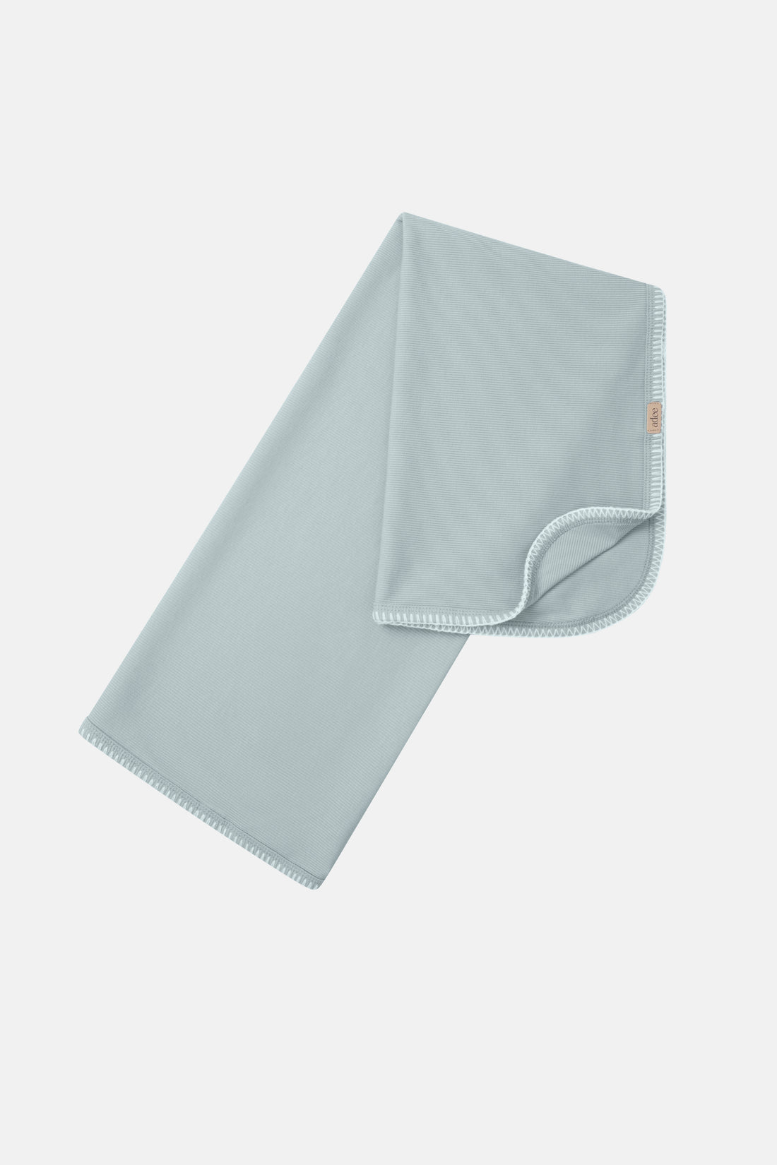 Legacy Stitch Blanket by Adee, light blue boys swaddle blanket with white stitched edge.