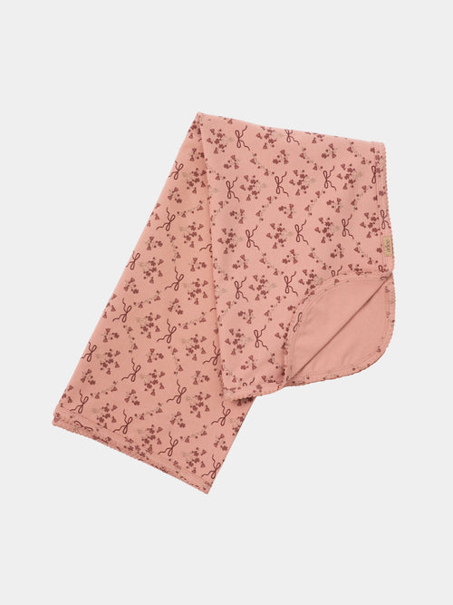 Bow Bouquet Blanket by Adee; pink swaddle blanket with tiny floral bows.
