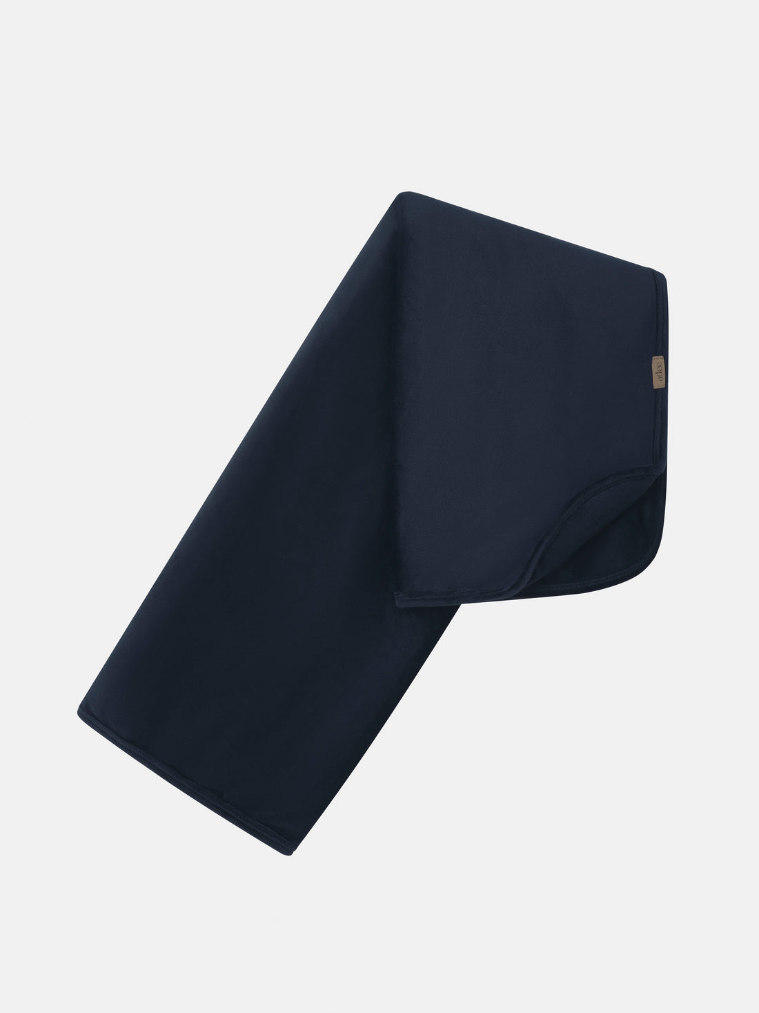 Embroidered Bear Blanket - Navy, Adee boys swaddle blanket in dark navy with a small tan tag