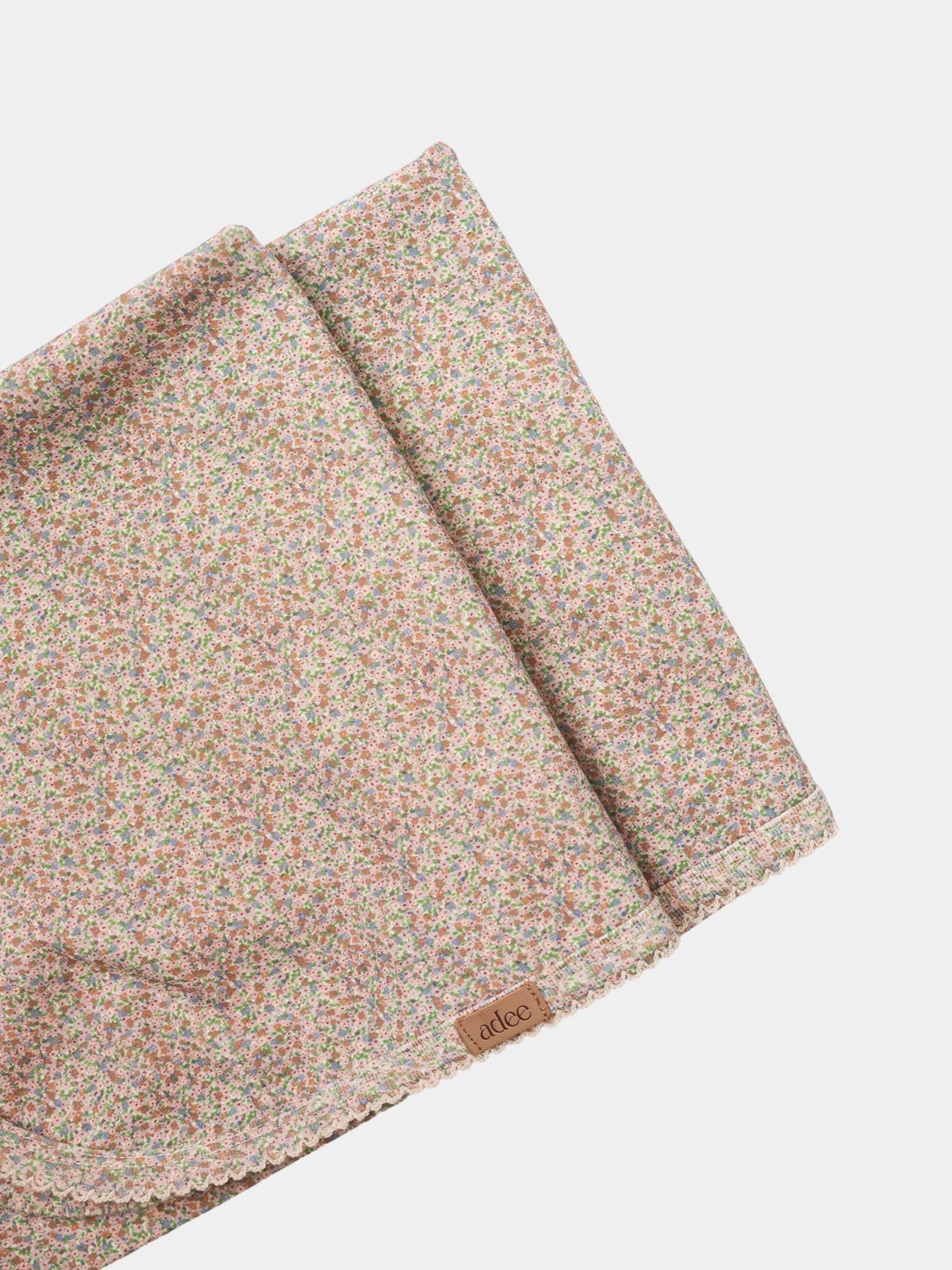 Pastel Petal Blanket swaddle set, 2-pack for girls, Adee floral print with lace trim